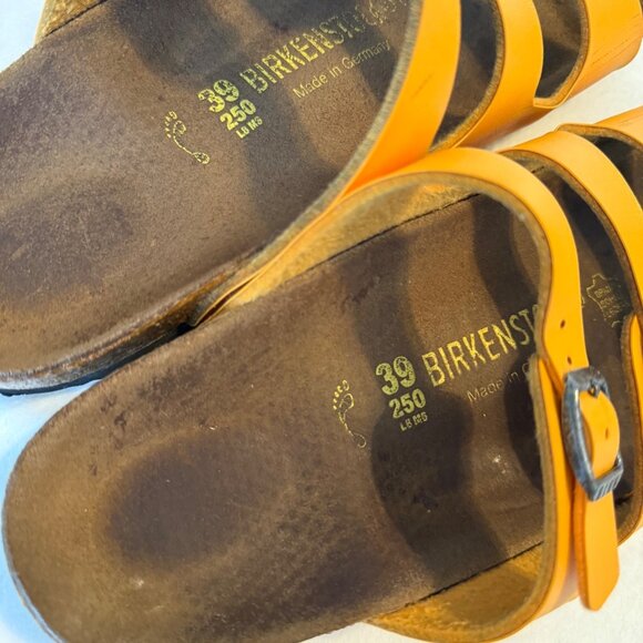 SIZE 39 8 N Birkenstock Florida Birko-Flor Orange 3 Strap Sandals - Picture 6 of 9